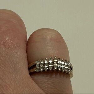 Vintage 14K gold cathedral ring with 27 diamonds